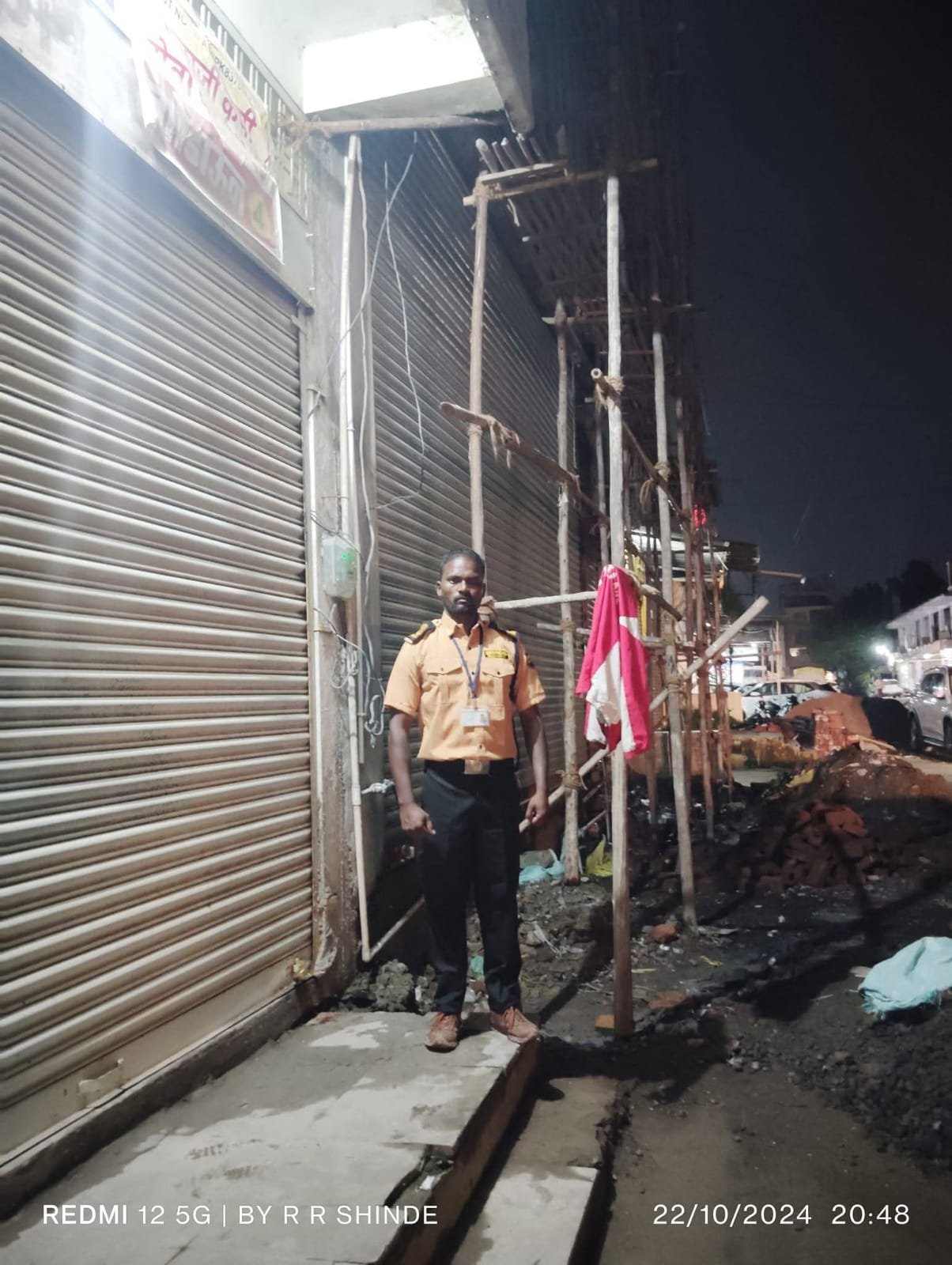 Commercial security guard on 24/7 night patrol duty in Nanded
